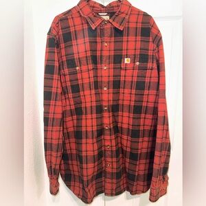 Carhartt Burnt Orange & Black Plaid Button-Up Shirt